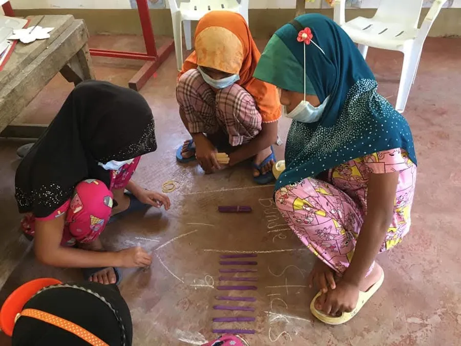 A learning game on the floor