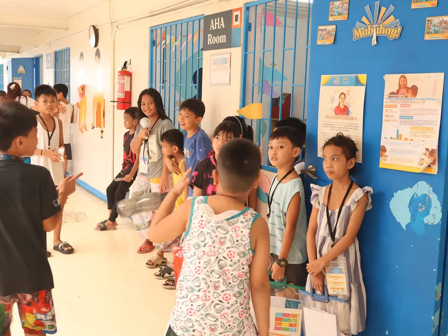 Kids lined up in the AHA Room