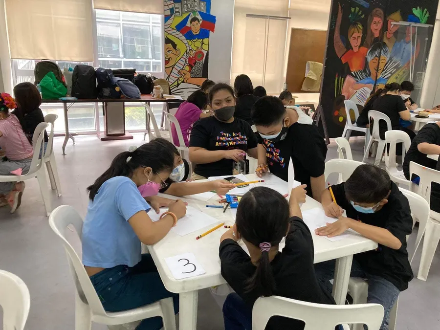 Kids writing together